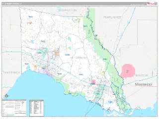St. Tammany County, LA Classic style ZIP Code wall map