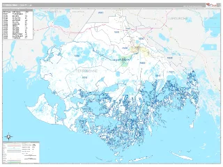 Terrebonne County, LA Classic style ZIP Code wall map