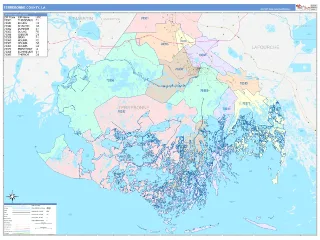 Terrebonne County, LA ColorCast style ZIP Code wall map