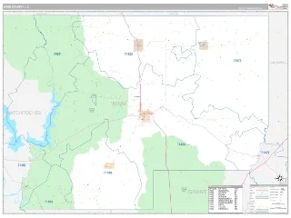 Winn County, LA Classic style ZIP Code wall map