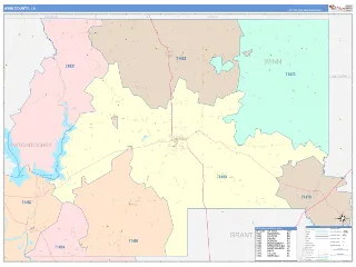Winn County, LA ColorCast style ZIP Code wall map