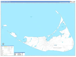 Nantucket County, MA Business Reference style ZIP Code wall map