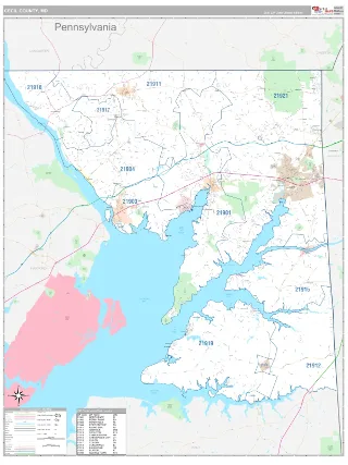 Cecil County, MD Classic style ZIP Code wall map