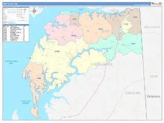 Kent County, MD ColorCast style ZIP Code wall map