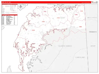 Kent County, MD RedLine style ZIP Code wall map
