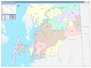 Queen Anne's County, MD ColorCast style ZIP Code wall map