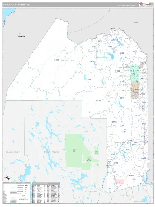 Aroostook County, ME Classic style ZIP Code wall map