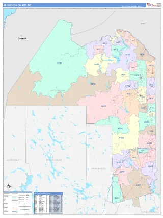 Aroostook County, ME ColorCast style ZIP Code wall map