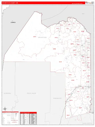 Aroostook County, ME RedLine style ZIP Code wall map
