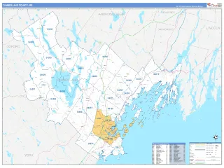 Cumberland County, ME Business Reference style ZIP Code wall map