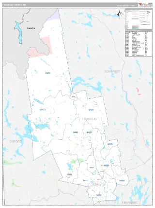 Franklin County, ME Classic style ZIP Code wall map