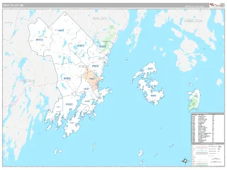 Knox County, ME Classic style ZIP Code wall map