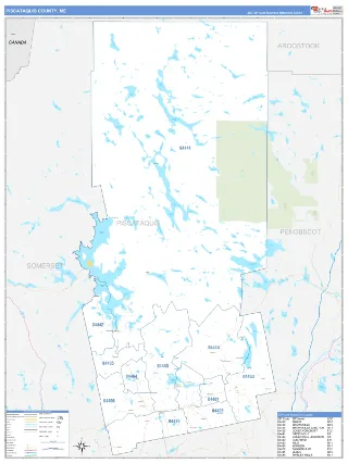 Piscataquis County, ME Business Reference style ZIP Code wall map