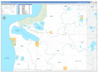 Benzie County, MI Business Reference style ZIP Code wall map