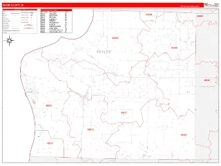 Benzie County, MI RedLine style ZIP Code wall map