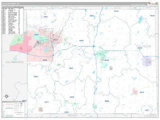 Calhoun County, MI Classic style ZIP Code wall map