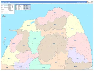 Huron County, MI ColorCast style ZIP Code wall map