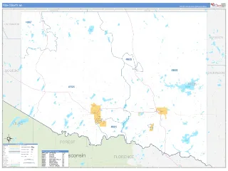 Iron County, MI Business Reference style ZIP Code wall map