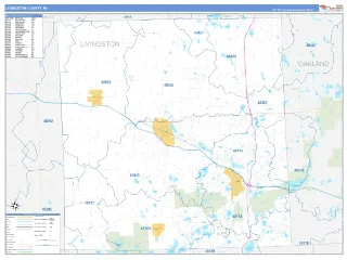 Livingston County, MI Business Reference style ZIP Code wall map