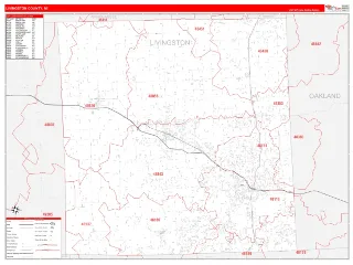 Livingston County, MI RedLine style ZIP Code wall map