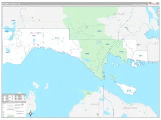 Mackinac County, MI Classic style ZIP Code wall map