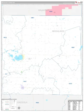 Missaukee County, MI Classic style ZIP Code wall map