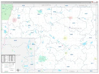 Montcalm County, MI Classic style ZIP Code wall map