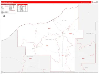 Ontonagon County, MI RedLine style ZIP Code wall map