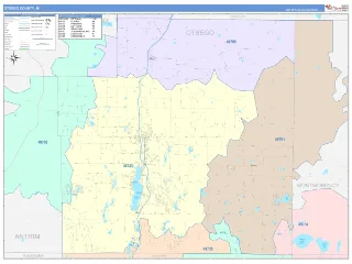 Otsego County, MI ColorCast style ZIP Code wall map