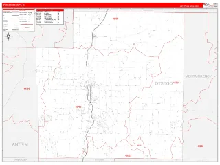 Otsego County, MI RedLine style ZIP Code wall map