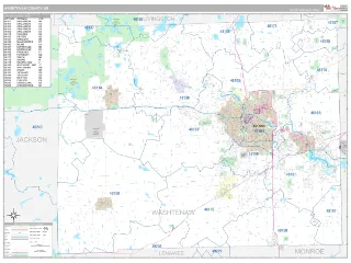 Washtenaw County, MI Classic style ZIP Code wall map