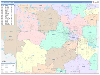 Washtenaw County, MI ColorCast style ZIP Code wall map