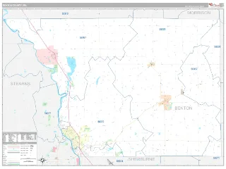 Benton County, MN Classic style ZIP Code wall map