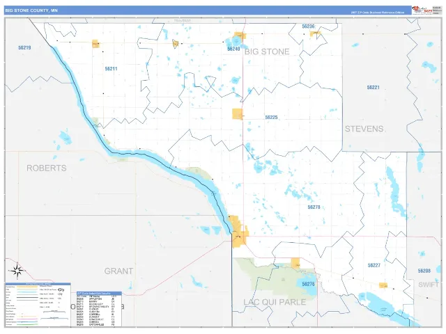 Big Stone County, MN ZIP Code Wall Map, Business Reference style