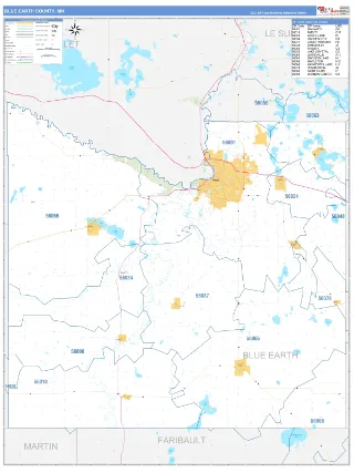 Blue Earth County, MN Business Reference style ZIP Code wall map