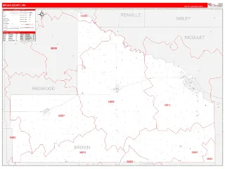 Brown County, MN RedLine style ZIP Code wall map