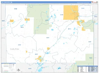 Carlton County, MN Business Reference style ZIP Code wall map