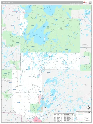 Cass County, MN Classic style ZIP Code wall map