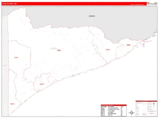 Cook County, MN RedLine style ZIP Code wall map