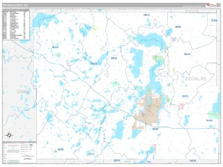 Douglas County, MN Classic style ZIP Code wall map