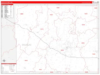 Douglas County, MN RedLine style ZIP Code wall map