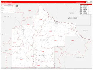 Goodhue County, MN RedLine style ZIP Code wall map