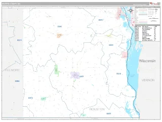 Houston County, MN Classic style ZIP Code wall map