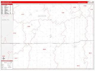 Jackson County, MN RedLine style ZIP Code wall map