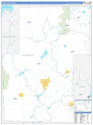 Kanabec County, MN Business Reference style ZIP Code wall map