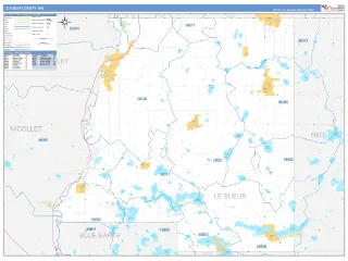 Le Sueur County, MN Business Reference style ZIP Code wall map