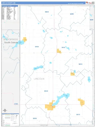 Lincoln County, MN Business Reference style ZIP Code wall map