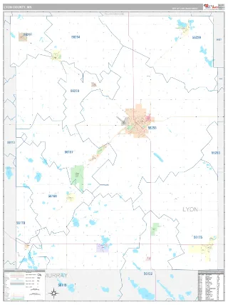 Lyon County, MN Classic style ZIP Code wall map