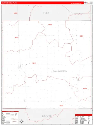 Mahnomen County, MN RedLine style ZIP Code wall map