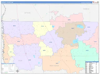 Marshall County, MN ColorCast style ZIP Code wall map